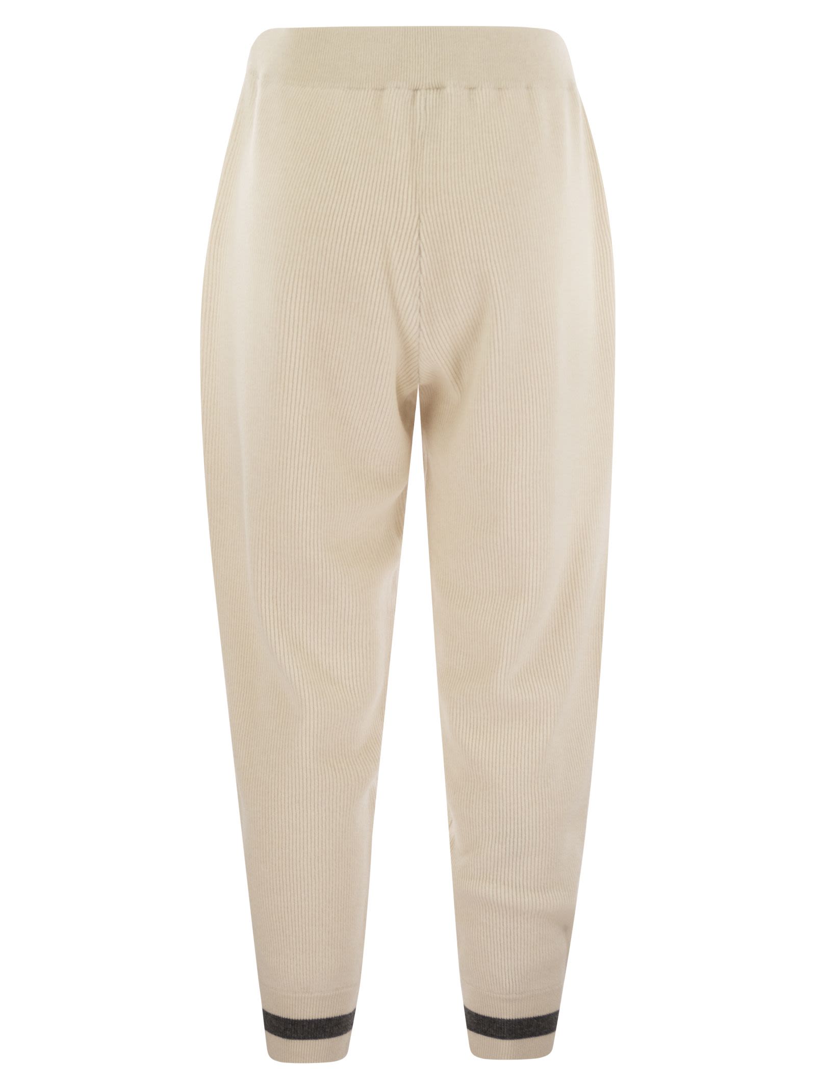 Brunello Cucinelli Women English Rib Cashmere Knit Trousers