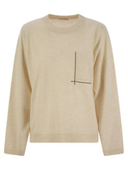 Brunello Cucinelli Women Virgin Wool, Cashmere And Silk Sweater With Shiny Pocket Detail