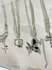 ASSORTED SILVER PENDANT NECKLACES WITH SWEET PATTERN DESIGN