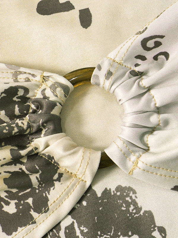 ASYMMETRIC LEOPARD PRINT LACE-TRIMMED TOP