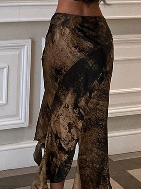 ASYMMETRICAL LACE-UP MAXI SKIRT WITH SLIM FIT DESIGN