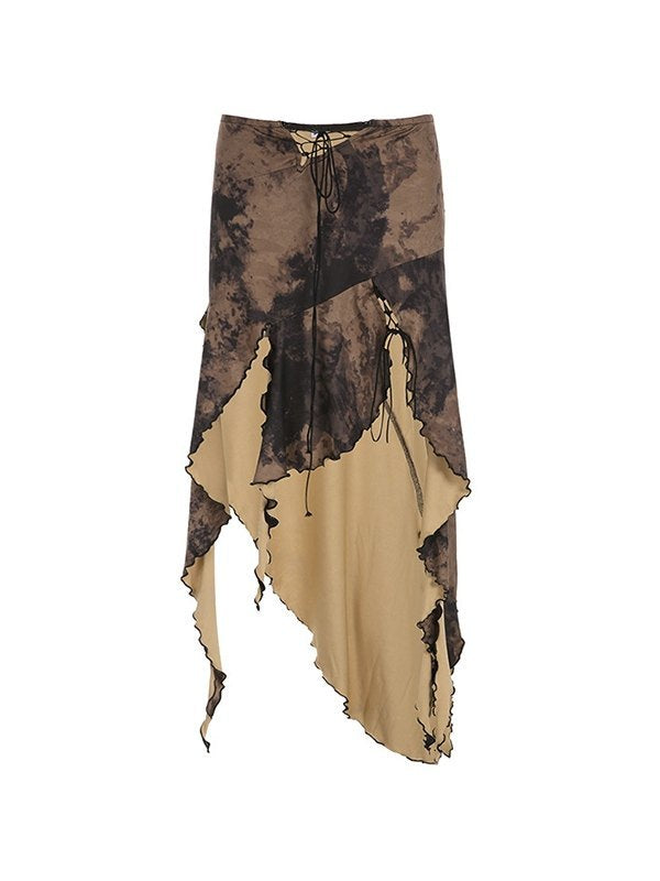 ASYMMETRICAL LACE-UP MAXI SKIRT WITH SLIM FIT DESIGN