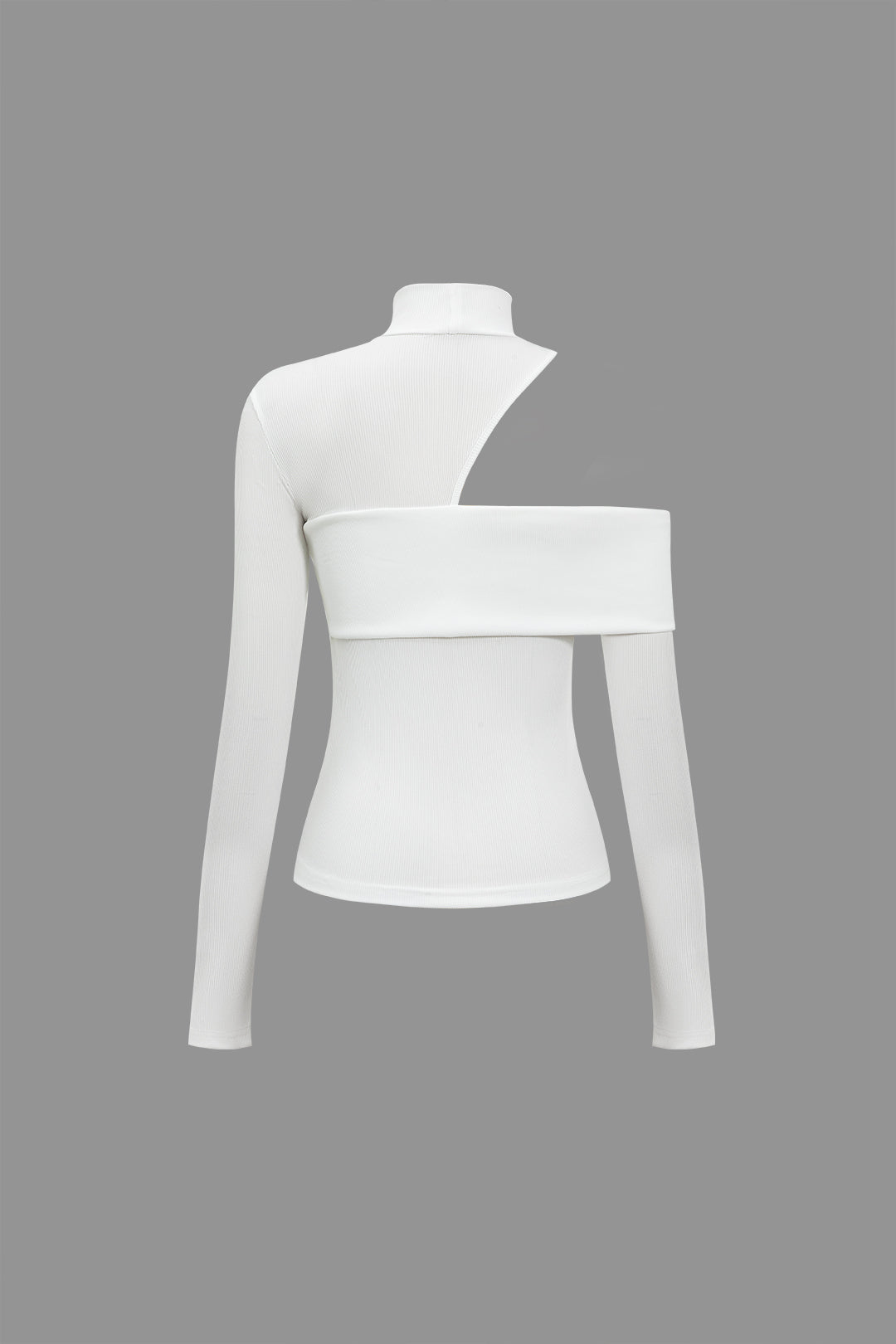 ASYMMETRICAL LONG SLEEVE TOP AND PANTS SET IN SOLID WHITE COLOR