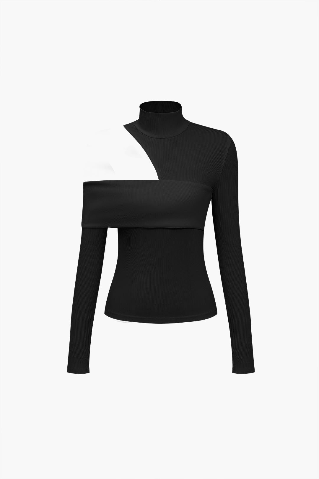 ASYMMETRICAL LONG SLEEVE TOP AND PANTS SET IN SOLID WHITE COLOR
