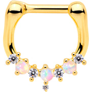 1/4 White Synthetic Opal Gold Tone Plated Flash Septum Clicker