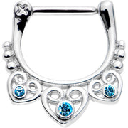 16G 5/16 Aqua Gem Heap of Hearts Septum Clicker