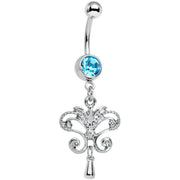 Blue Gem Chandelier Double Dangle Belly Ring