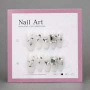 White Rhinestone Coffin Acrylic Nails