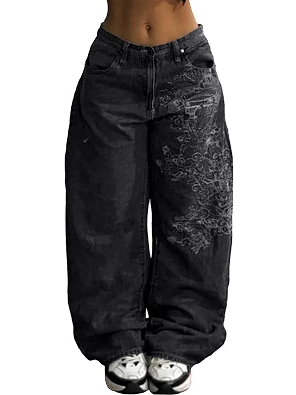 Women's Baggy Barrel Jeans Y2K Vintage Wide Leg Jeans