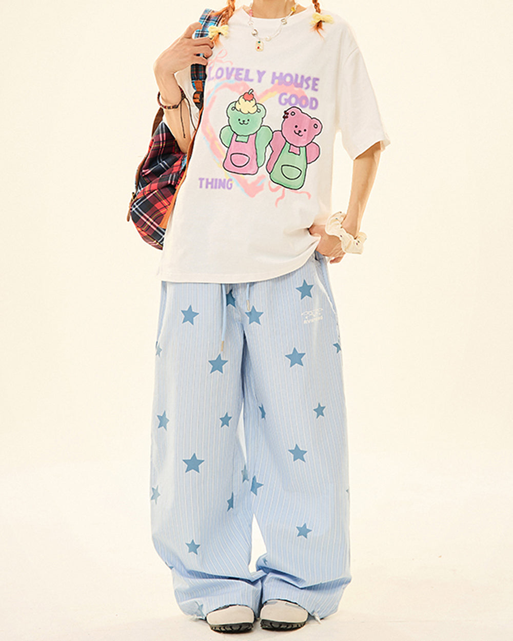 BABY BLUE PINSTRIPE PANTS WIDE LEG VERTICAL PINSTRIPES
