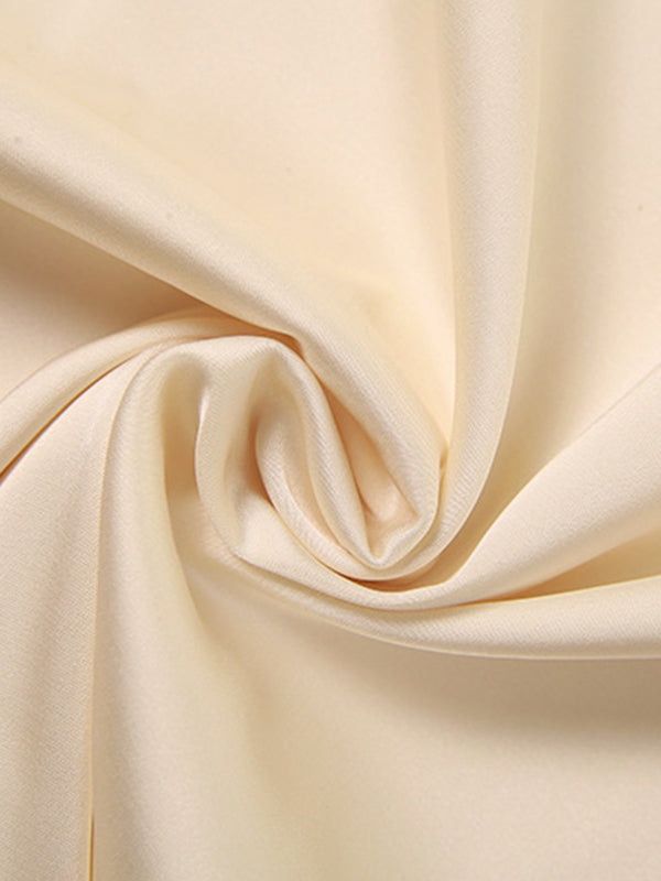 BACKLESS DRESS WITH LUXURIOUS SATIN WATERFALL NECKLINE