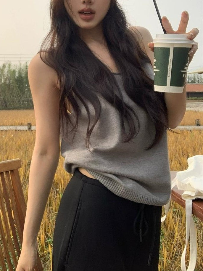 BACKLESS KNIT TOP - ELEGANT KNIT CAMISOLE