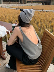 BACKLESS KNIT TOP - ELEGANT KNIT CAMISOLE