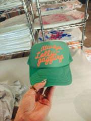 Underground Original Design: Always Lollygagging, (Coral) PUFF Trucker Hat