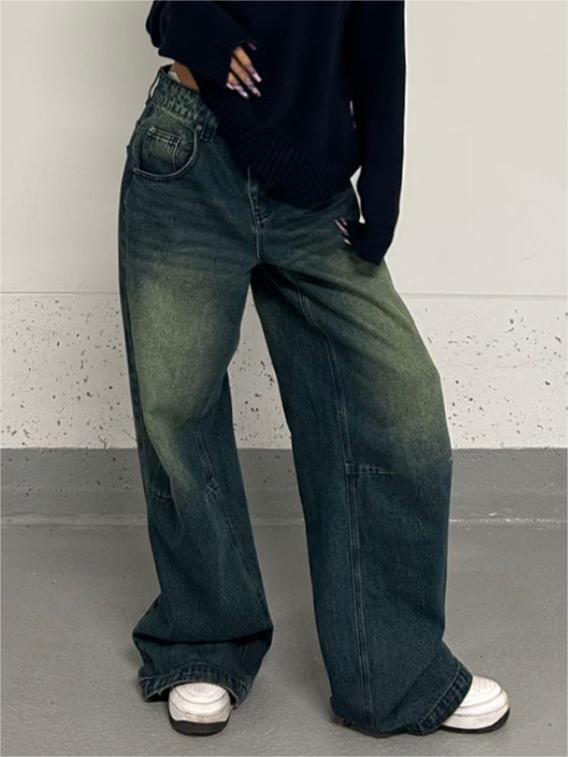 BAGGY ACID-WASH JEANS WITH COMFORTABLE COTTON BLEND LOOSE FIT