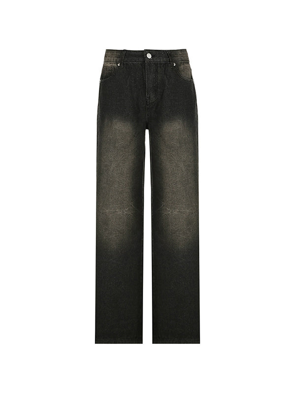 BAGGY BLACK JEANS WITH UNIQUE TEXTURED WASH