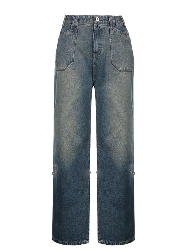 BAGGY BLUE BOYFRIEND JEANS - FADED STYLE FOR EFFORTLESS WEAR