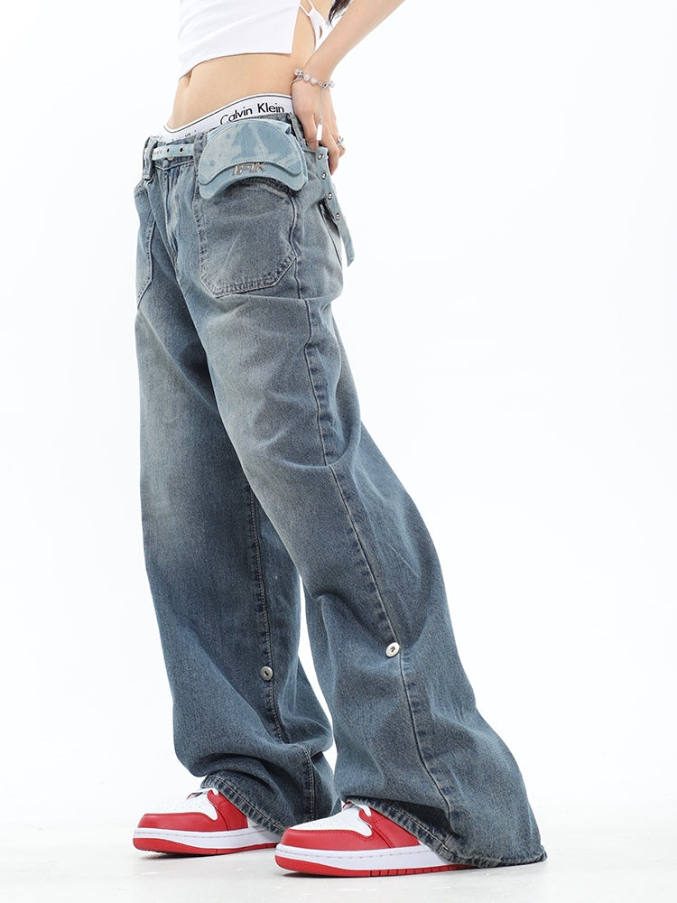 BAGGY BLUE BOYFRIEND JEANS - FADED STYLE FOR EFFORTLESS WEAR