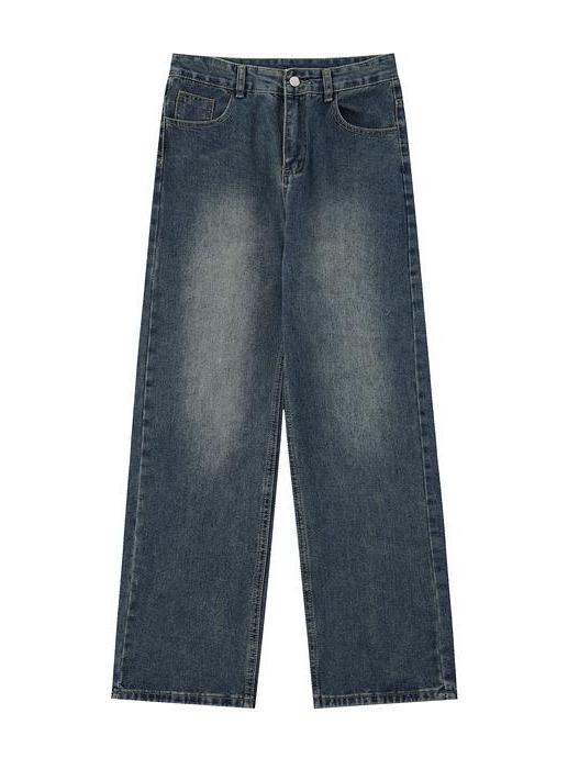 BAGGY BLUE JEANS VINTAGE WASH RELAXED BOYFRIEND STYLE