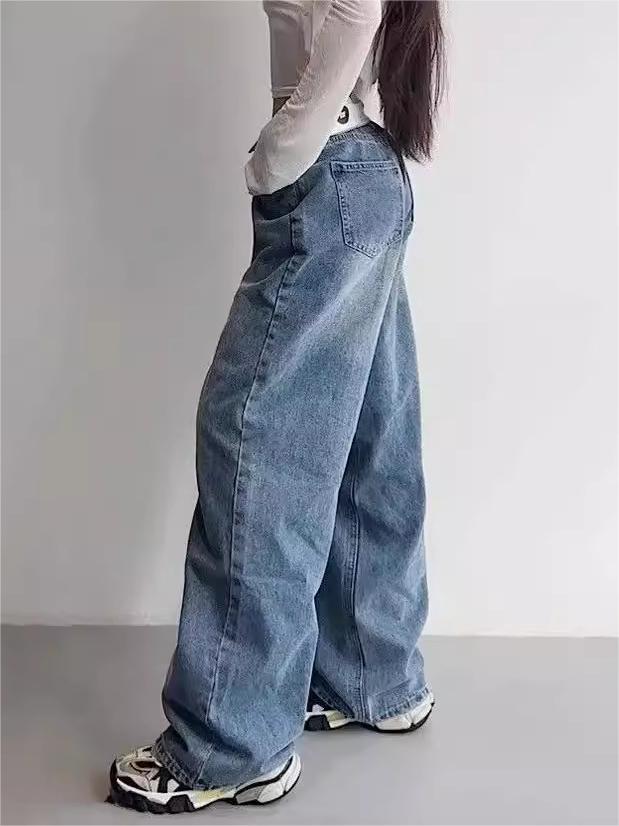 BAGGY BLUE JEANS WITH LOW-RISE WAIST COTTON BLEND SHIRT OPTION