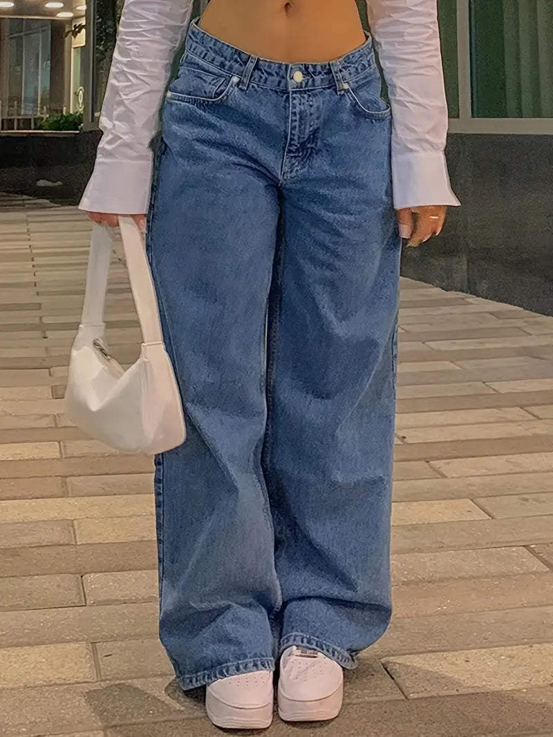 BAGGY BLUE JEANS WITH VERSATILE COTTON BLEND FOR EVERYDAY WEAR