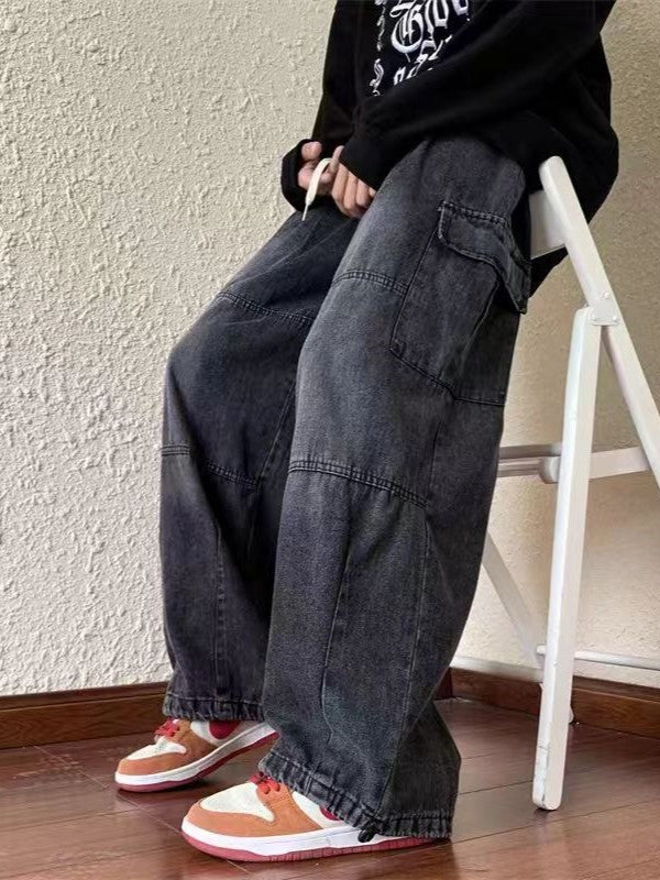 BAGGY CARGO PANTS WITH ADJUSTABLE WAISTBAND AND SKATER LEG DESIGN