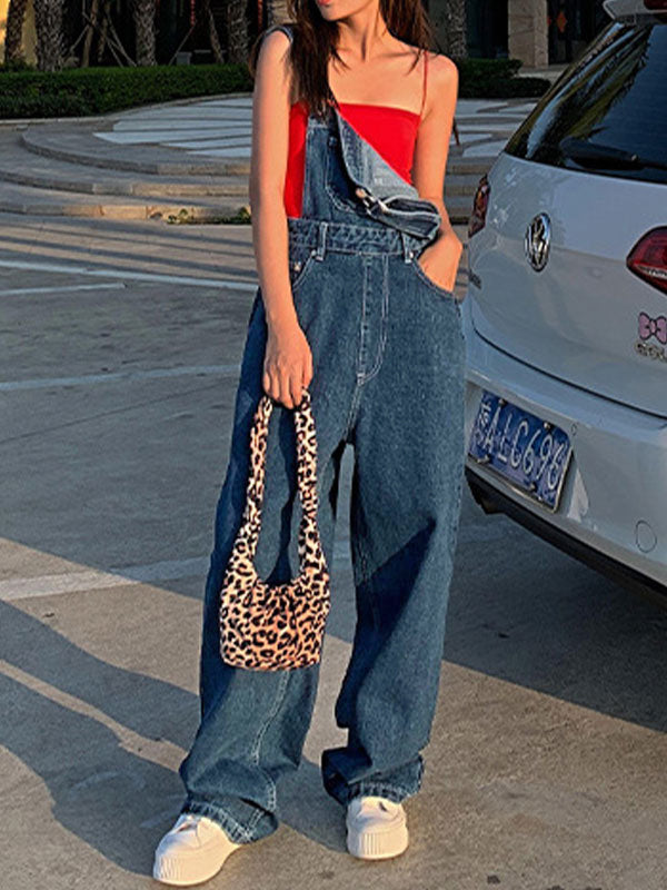 BAGGY DENIM OVERALLS VINTAGE WASHED BOYFRIEND STYLE