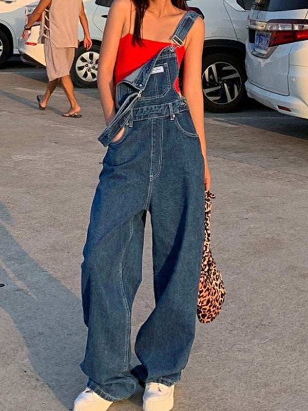 BAGGY DENIM OVERALLS VINTAGE WASHED BOYFRIEND STYLE