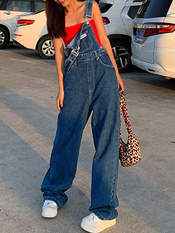 BAGGY DENIM OVERALLS VINTAGE WASHED BOYFRIEND STYLE
