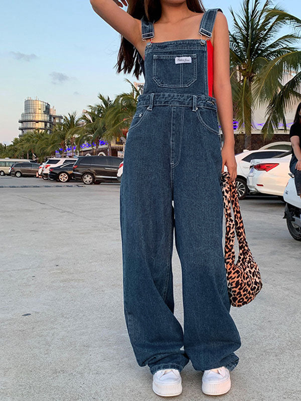 BAGGY DENIM OVERALLS VINTAGE WASHED BOYFRIEND STYLE