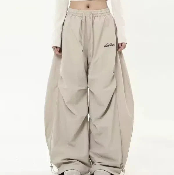 BAGGY DRAWSTRING PANTS WITH WIDE LEG TROUSERS STYLE