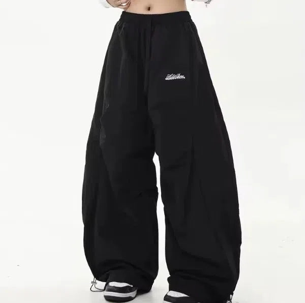 BAGGY DRAWSTRING PANTS WITH WIDE LEG TROUSERS STYLE