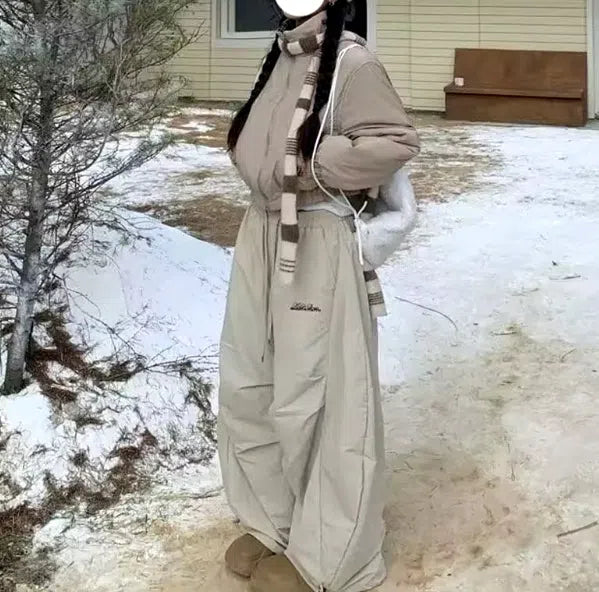 BAGGY DRAWSTRING PANTS WITH WIDE LEG TROUSERS STYLE