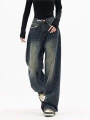 BAGGY JEANS - RETRO BOYFRIEND FIT ACID-WASH DESIGN