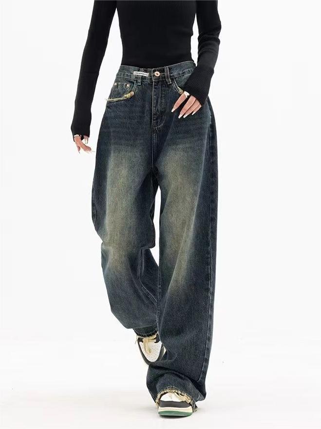 BAGGY JEANS - RETRO BOYFRIEND FIT ACID-WASH DESIGN