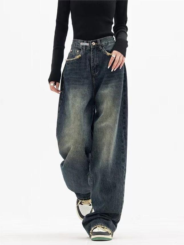 BAGGY JEANS - RETRO BOYFRIEND FIT ACID-WASH DESIGN