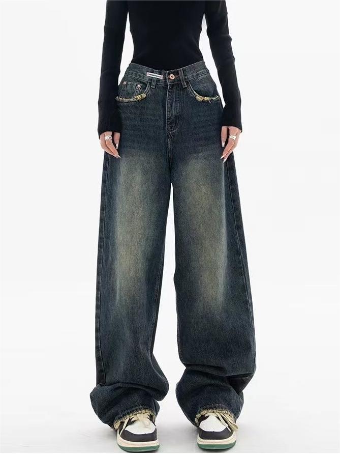 BAGGY JEANS - RETRO BOYFRIEND FIT ACID-WASH DESIGN