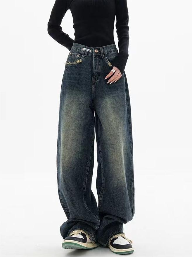 BAGGY JEANS - RETRO BOYFRIEND FIT ACID-WASH DESIGN