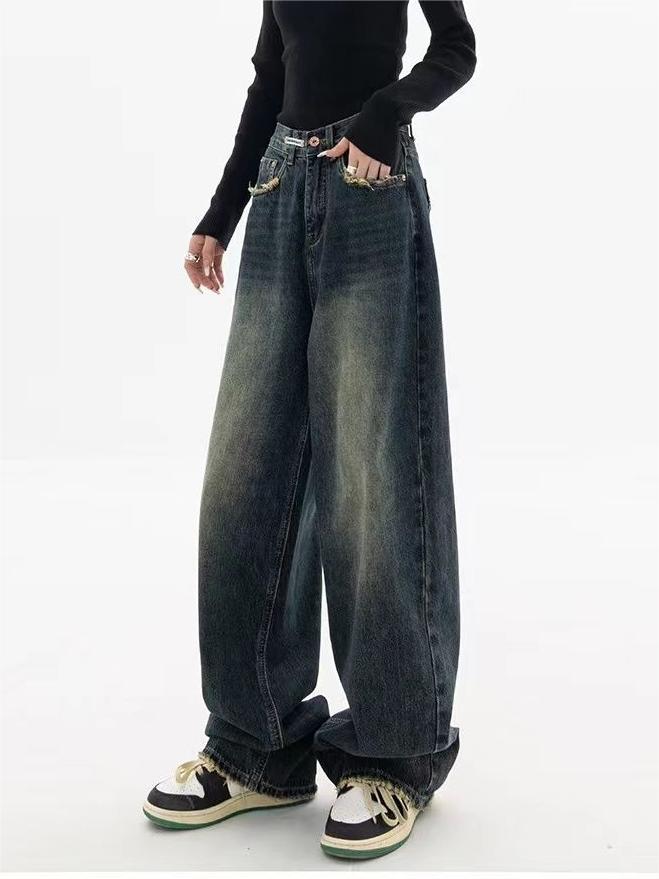 BAGGY JEANS - RETRO BOYFRIEND FIT ACID-WASH DESIGN