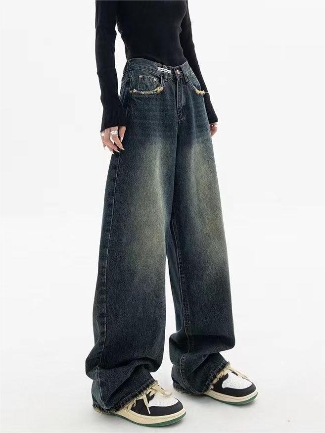 BAGGY JEANS - RETRO BOYFRIEND FIT ACID-WASH DESIGN