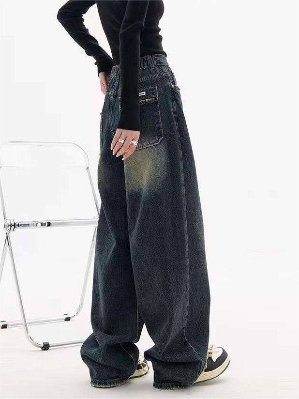 BAGGY JEANS - RETRO BOYFRIEND FIT ACID-WASH DESIGN