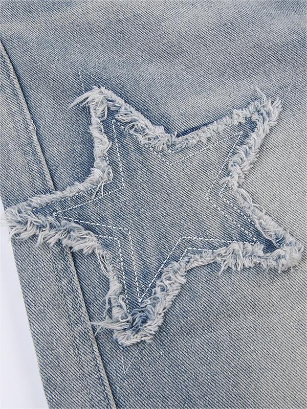 BAGGY STAR-CUTOUT JEANS WITH FRAYED STARS IN LOOSE FIT STYLE