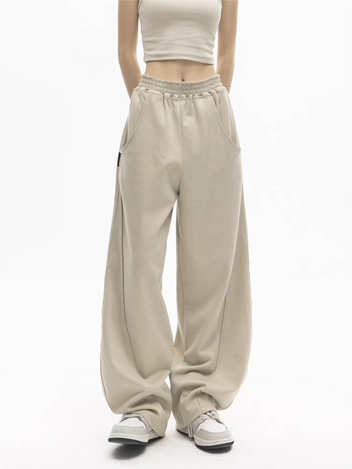 BAGGY SWEATPANTS - OLIVE GREEN CASUAL STREET VERSATILE COTTON WIDE
