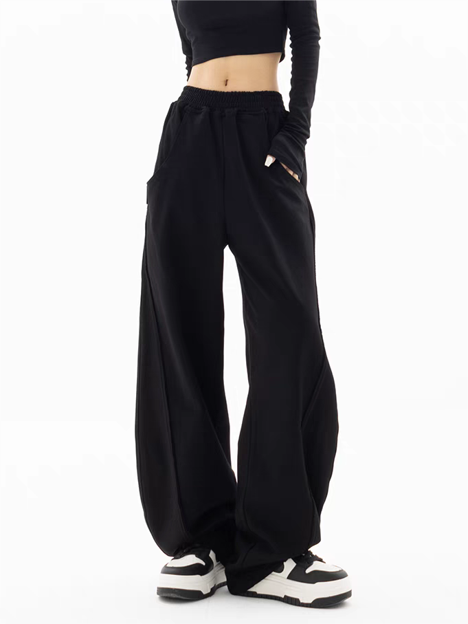BAGGY SWEATPANTS - OLIVE GREEN CASUAL STREET VERSATILE COTTON WIDE