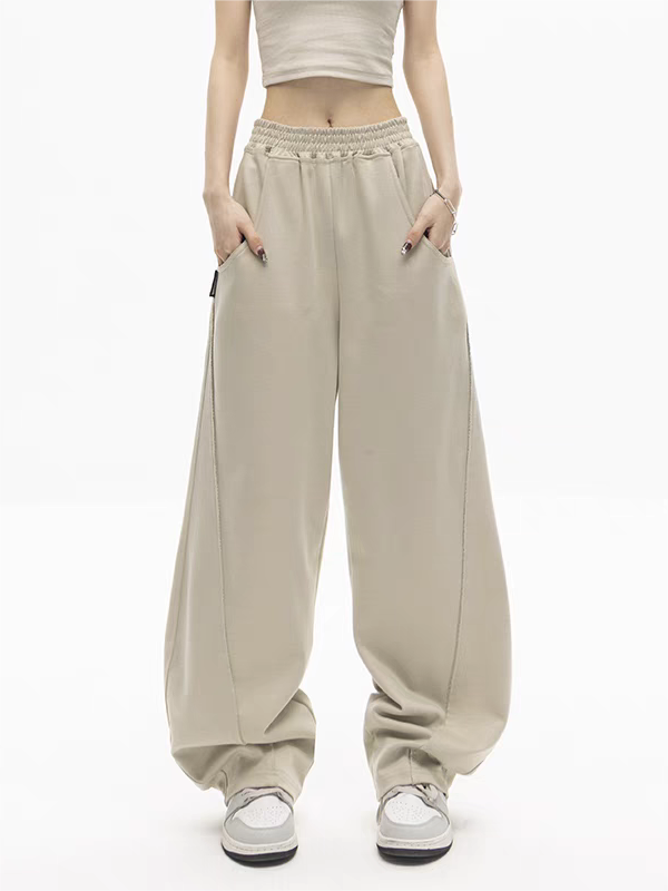 BAGGY SWEATPANTS - OLIVE GREEN CASUAL STREET VERSATILE COTTON WIDE