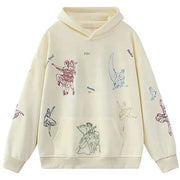 BALLET CREAM HOODIE MINIMALIST AESTHETIC EMBROIDERY HOODIE