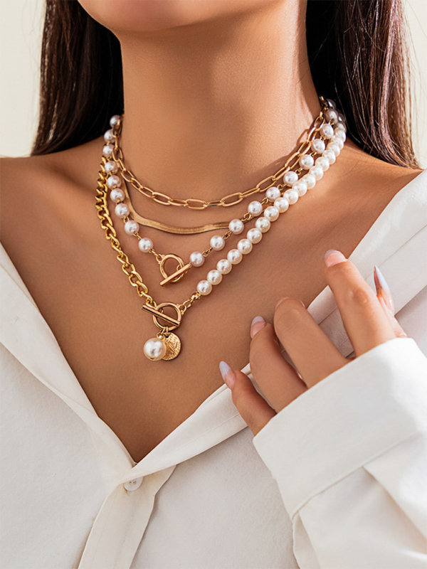 Baroque shaped pearl necklace creative irregular chain clavicle necklace - Pattern1 / FREESIZE