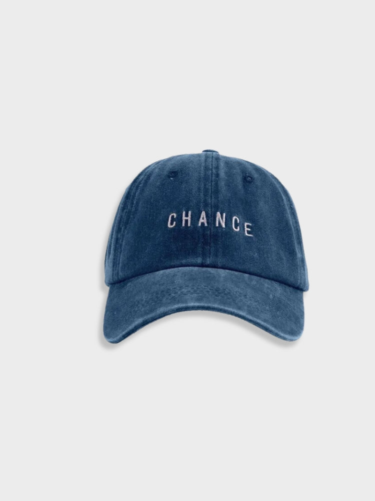 BASEBALL CAP WITH CHANCE TEXT FOR EFFORTLESS HAIRSTYLE TRANSFORMATIONS