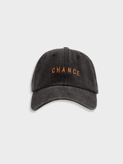 BASEBALL CAP WITH CHANCE TEXT FOR EFFORTLESS HAIRSTYLE TRANSFORMATIONS