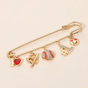 Baseball Theme Charm Safety Pin Brooch